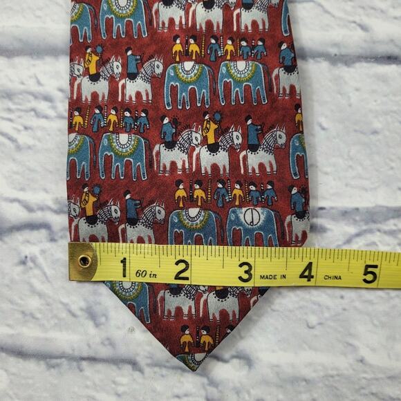 Dunhill Silk Primitive Horse & Elephant Print Tie - Picture 13 of 14